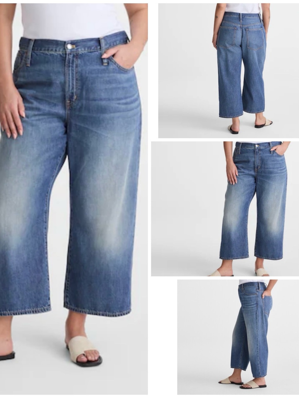 Madewell Relaxed Wide-Leg Cropped Jeans in Medium Blue plus size - Picture 3 of 4